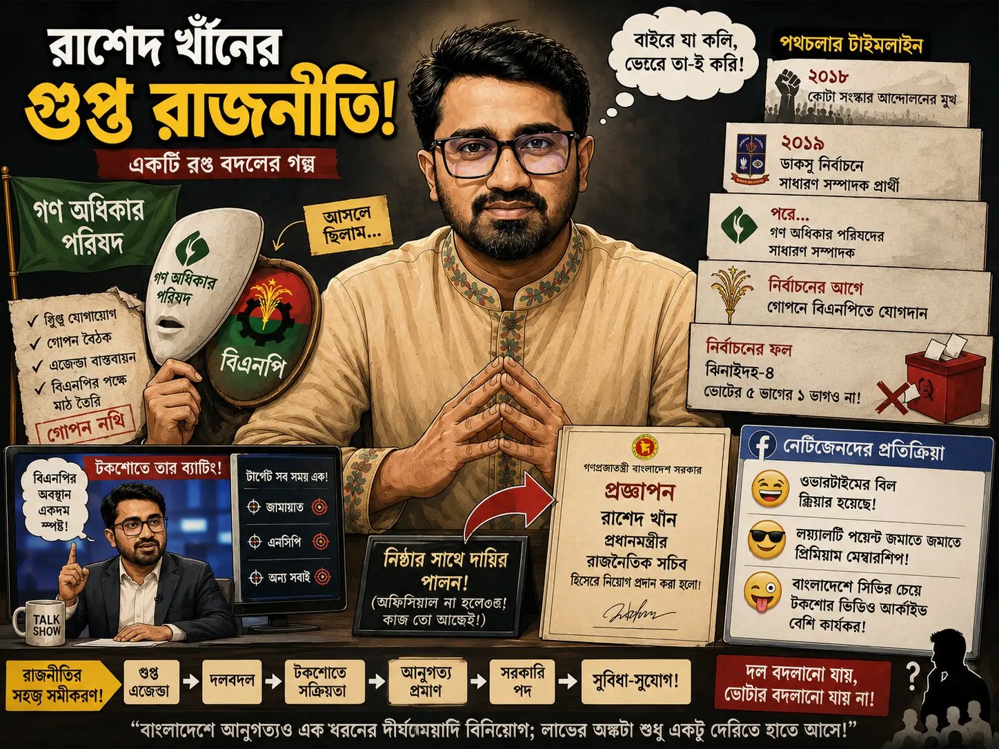 রাশেদ খাঁনের গুপ্ত রাজনীতি : একটি রং বদলের গল্প