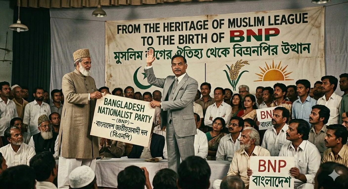 স্বাধীনতা পরবর্তী রাজনীতিতে মুসলিমলীগের উত্তোরাধিকারে বিএনপির উত্থান