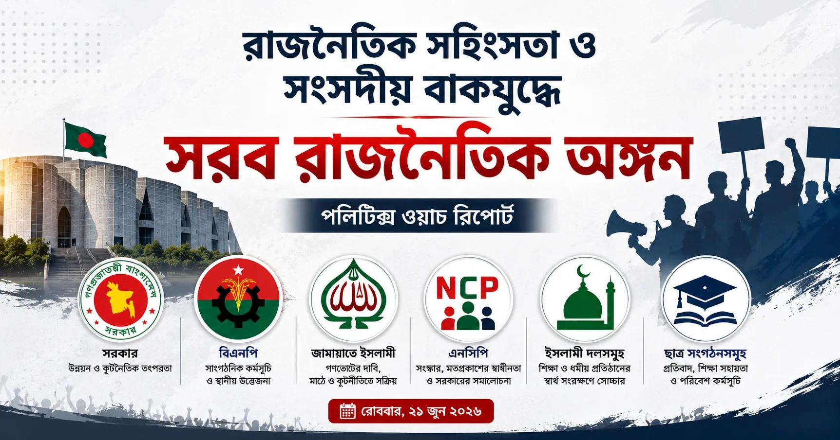 রাজনৈতিক সহিংসতা ও সংসদীয় বাকযুদ্ধে সরব রাজনৈতিক অঙ্গন