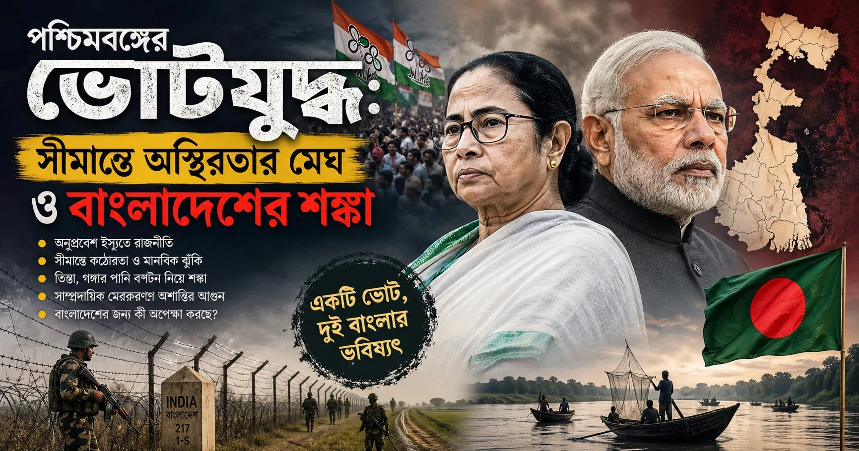 পশ্চিমবঙ্গের ভোটযুদ্ধ: সীমান্তে অস্থিরতার মেঘ ও বাংলাদেশের শঙ্কা