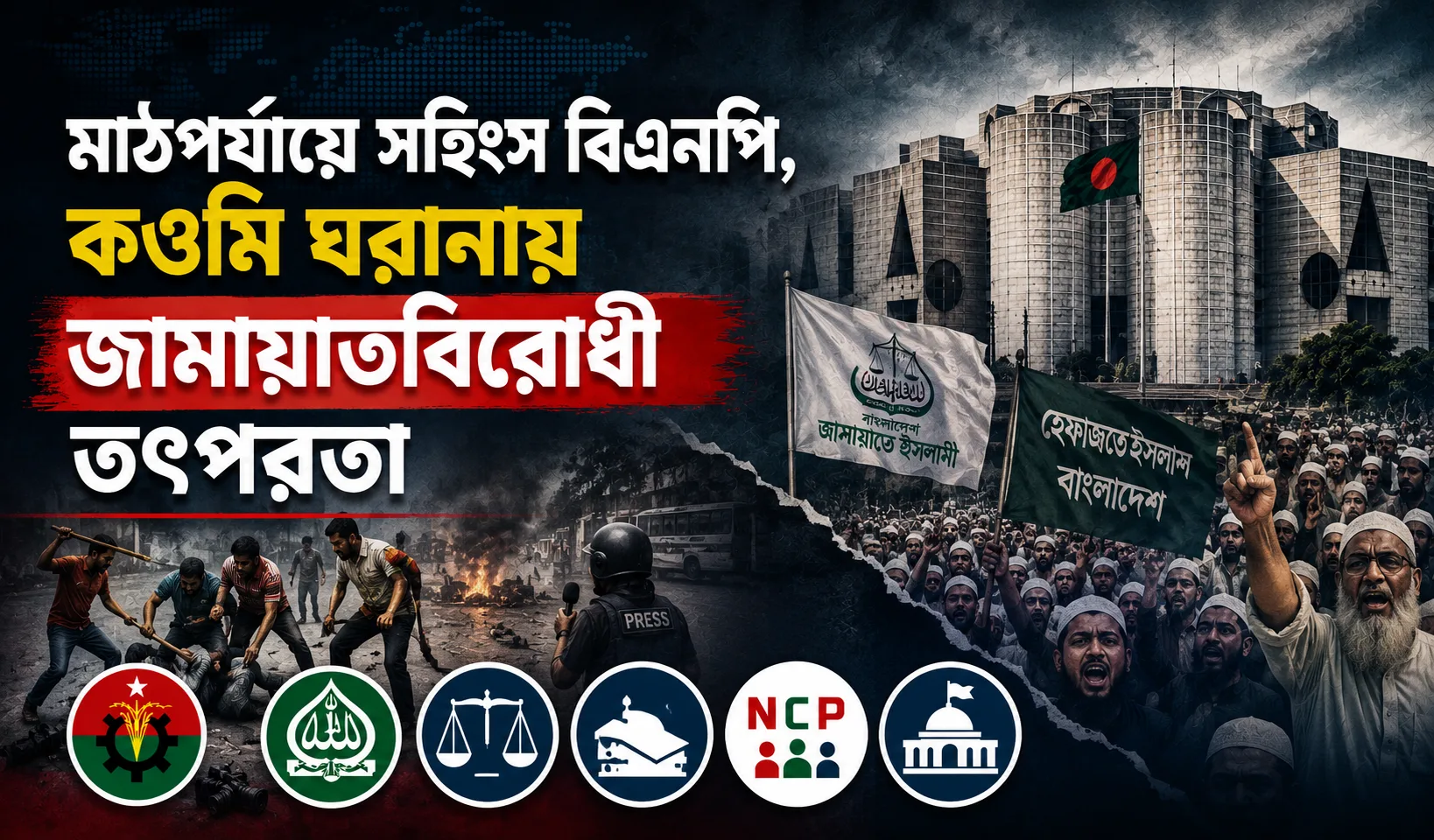 মাঠপর্যায়ে সহিংস বিএনপি, কওমি ঘরানায় জামায়াতবিরোধী তৎপরতা