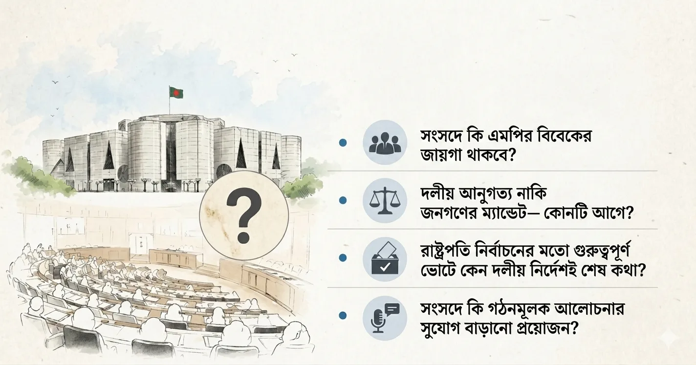 রাষ্ট্রপতি নির্বাচন ও ৭০ অনুচ্ছেদ: জুলাইয়ের পরও কি দলই শেষ কথা?