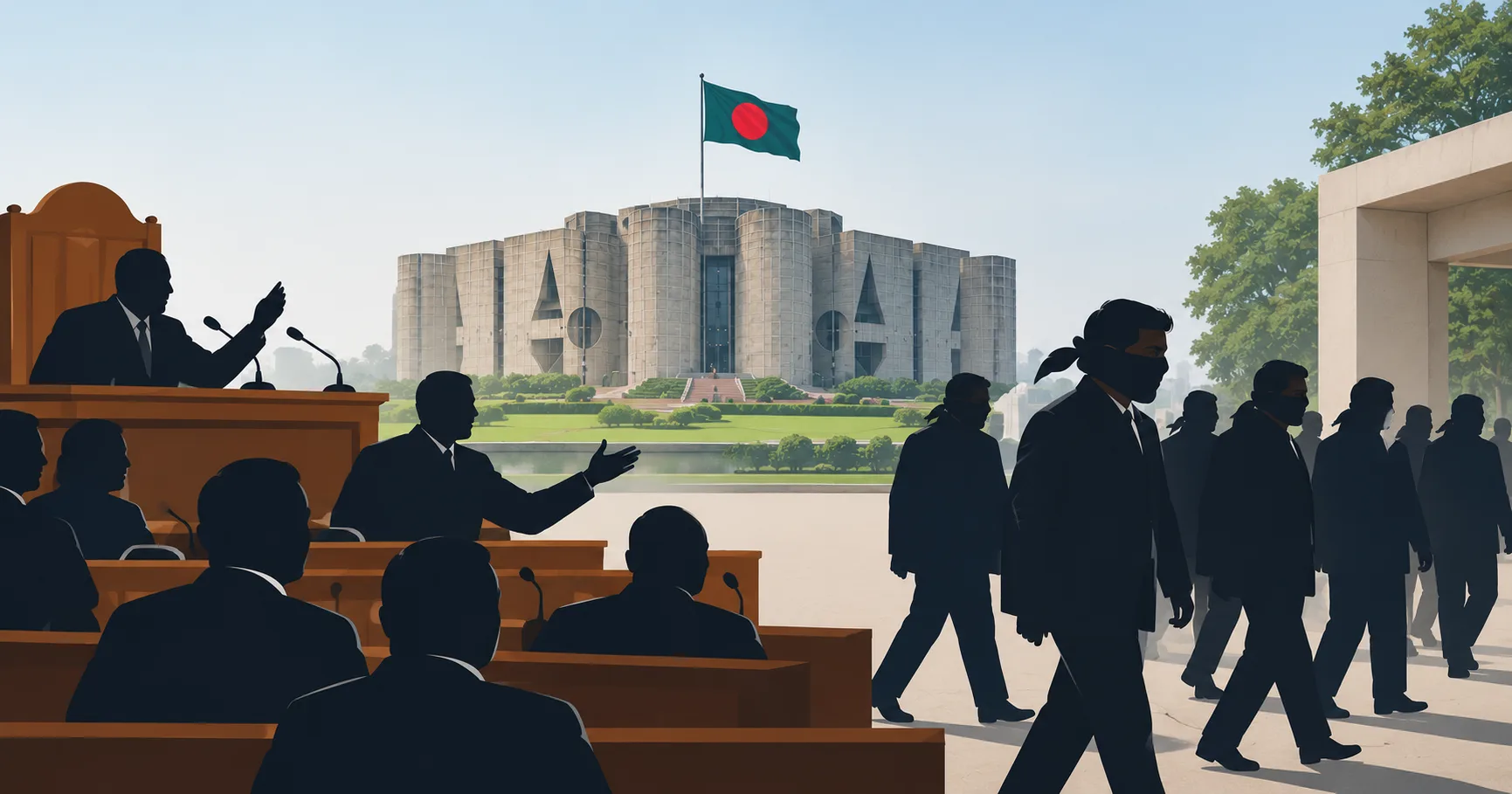 একাধিক বিল নিয়ে সংসদে উত্তেজনা, কালো কাপড় বেঁধে বিরোধীদলের ওয়াকআউট